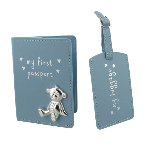 Калъф за бебешки паспорт и табелка с посребрена декорация | PAT9123