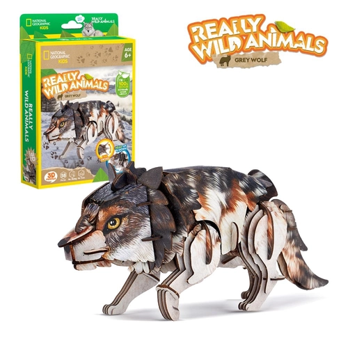 Детски 3D занимателен пъзел Wild Animals Сив вълк 58ч. PAT64449