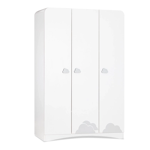 Бял трикрилен детски гардероб със 7 рафта Pori PAT65010