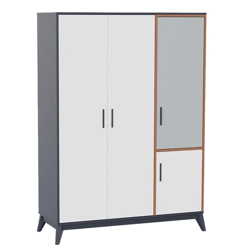 Трикрилен гардероб с чекмеджета за детска стая Breda PAT67578