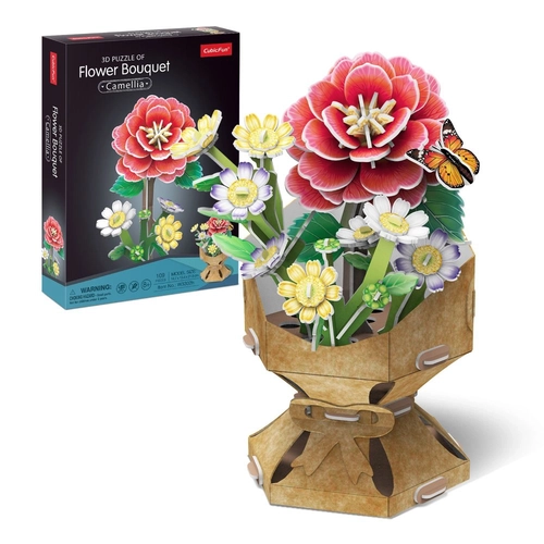 Детски занимателен пъзел 3D Flower Bouquet Камелия 109ч. PAT69693