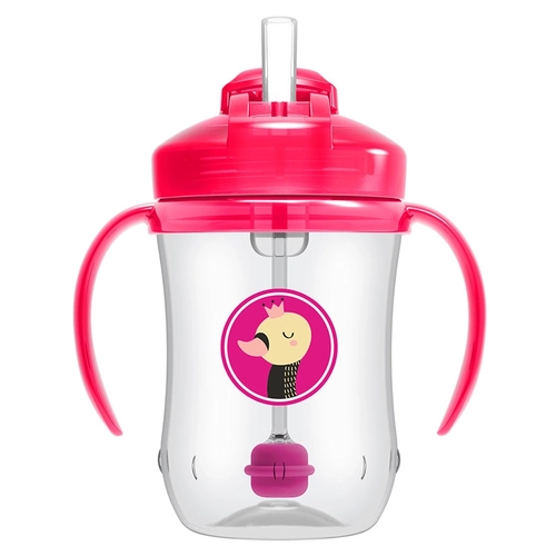 Розова бебешка чаша с гъвкава сламка с тежест 270 мл. 6м+ PAT71930