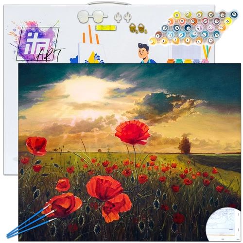 Детски комплект Рисуване по номера Огнени макове 40х50см PAT73356