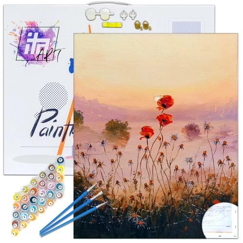 Детски комплект Рисуване по номера Макове 40х50см PAT73382