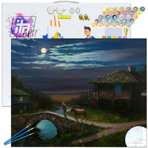 Детски комплект Рисуване по номера Синя луна 40х50см PAT73433