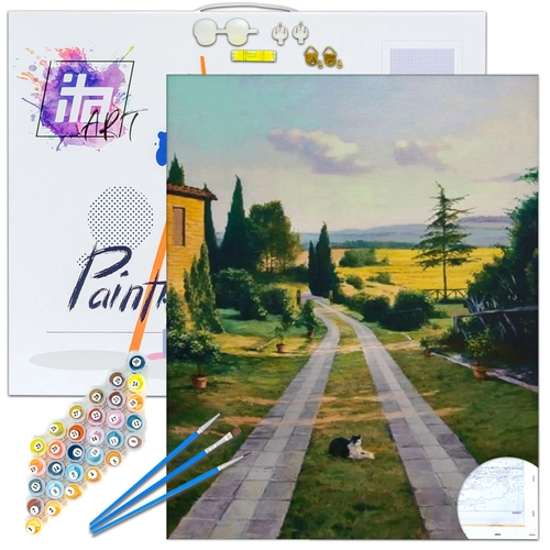 Детски комплект Рисуване по номера Пейзаж от Тоскана 40х50см PAT73438