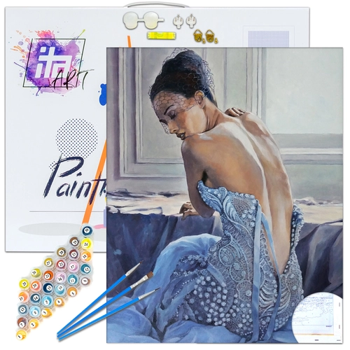 Детски комплект Рисуване по номера 50 нюанса синьо 30х40см PAT73453