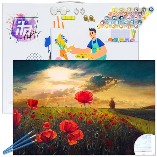 Детски комплект Рисуване по номера Огнени макове 40х60см PAT73456