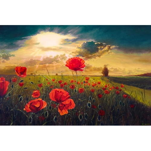 Детски комплект Рисуване по номера Огнени макове 40х60см PAT73456