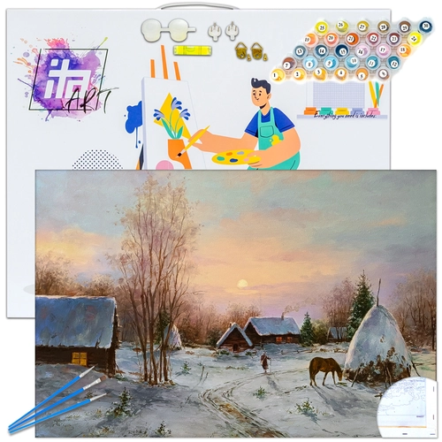 Детски комплект Рисуване по номера Зимна утрин 40х60см PAT73464