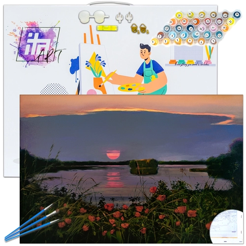 Детски комплект Рисуване по номера Залез в червено, 40х60см PAT73470