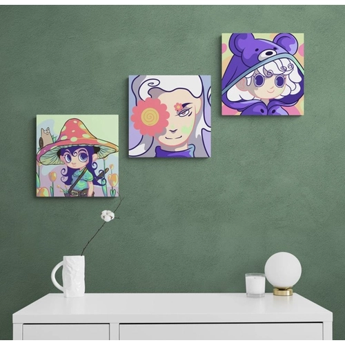 Рисуване по номера за деца Дизайн 47, 3 броя 20х20см PAT73530