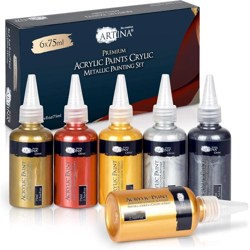 Детски комплект 6x75мл акрилна боя металик Artina Metallic PAT73909