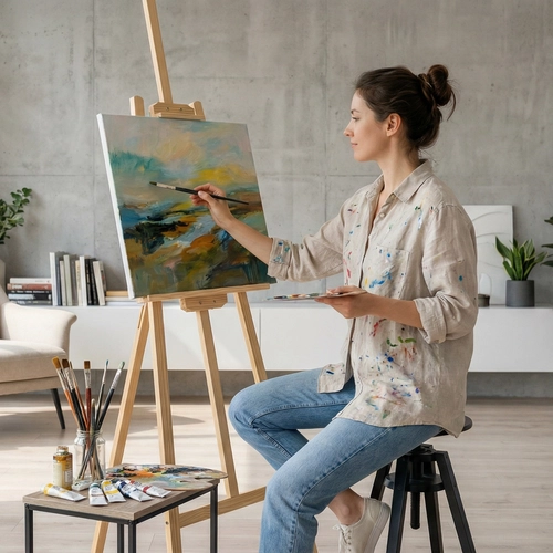 Дървен детски статив за рисуване Тоскана 52x75x150см PAT73911