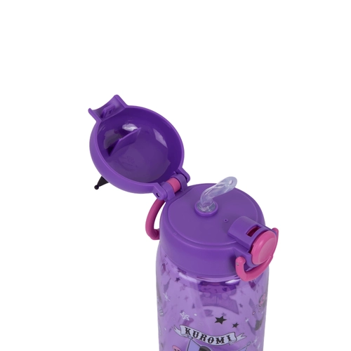 Лилава детска бутилка за вода със сламка 600 ml Kuromi PAT74670