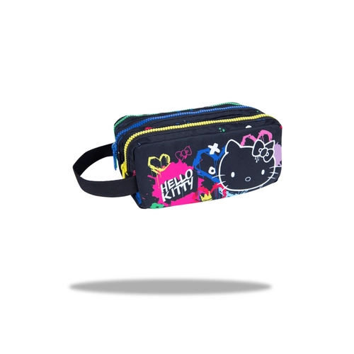 Ученически несесер с три ципа Prmus Hello Kitty Neon Black PAT74823