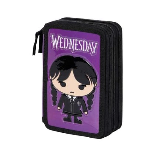 Пълен детски несесер с 3 ципа Wednesday Chibi PAT76936