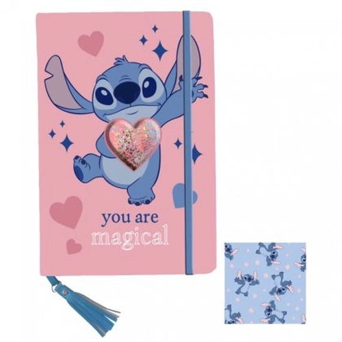 Детски розов тефтер с ластик Stitch PAT77006