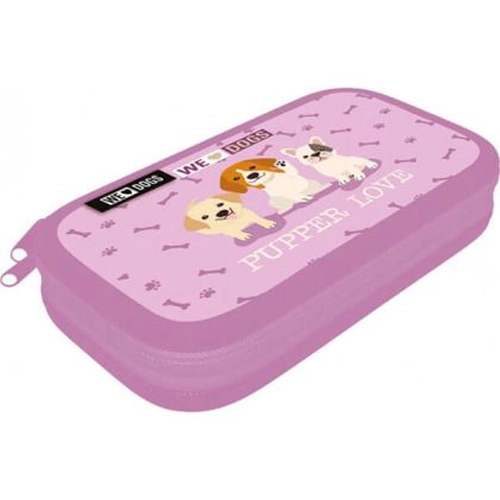 Детски ученически празен несесер с 2 ципа We Love Dogs Pups PAT77226