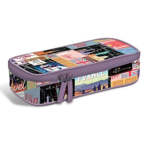 Овален детски ученически несесер Go Travel Black Map Comfort PAT77252
