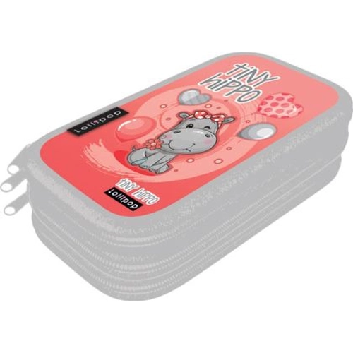 Ученически детски несесер с 3 ципа Lollipop Thiny Hippo PAT77266