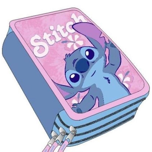 Пълен детски ученически несесер с 3 ципа Stitch PAT77342