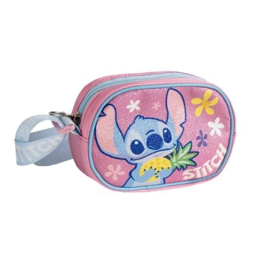 Розова малка овална детска чанта с дълга дръжка Stitch PAT77353