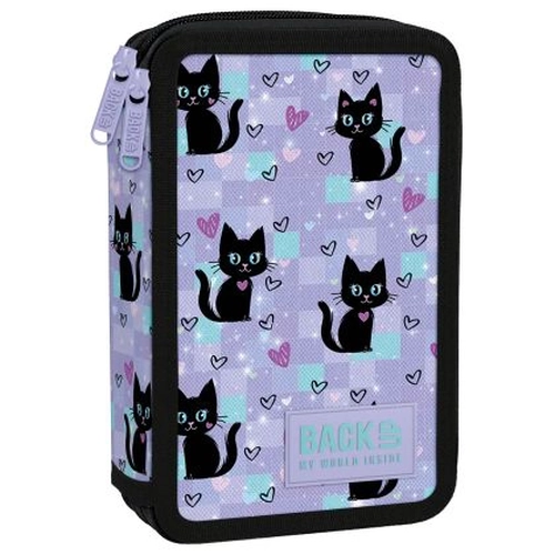 Лилав пълен детски несесер с 2 ципа 7 DW 16 Magic Cats PAT77545