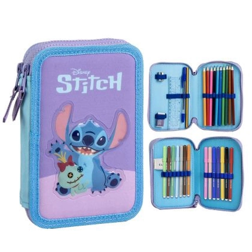 Ученически детски пълен несесер с 2 ципа Stitch PAT77661