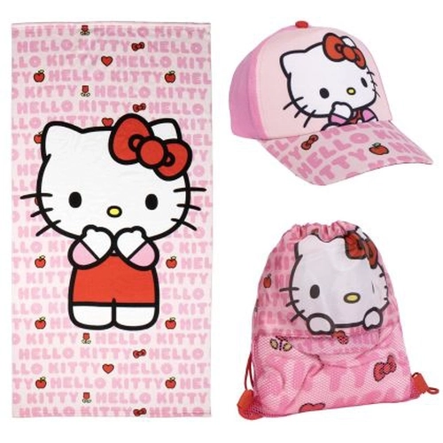 Детски комплект шапка и плажна кърпа в сак Hello Kitty PAT77670