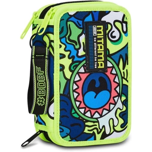 Пълен детски ученически несесер с 3 ципа Fluo Monster PAT77834