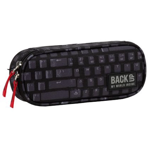 Черен детски ученически овален несесер 3 A 45 Keyboard  PAT77903