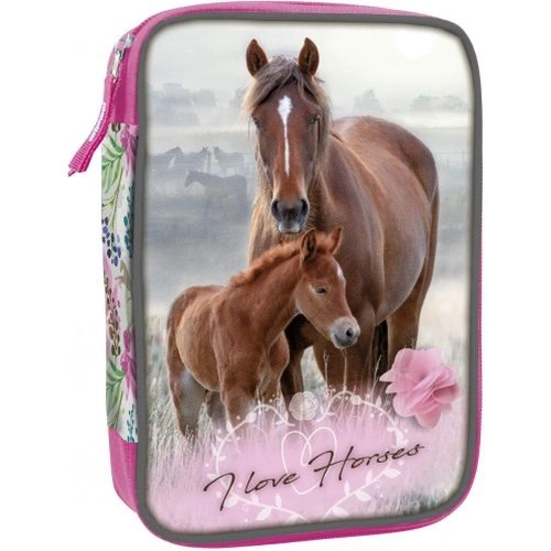 Детски ученически несесер с 1 цип 2 нива Horses 18  PAT78010