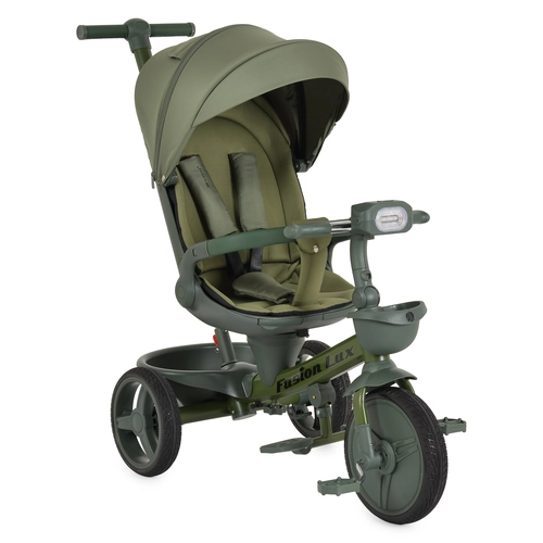 Детска зелена триколка с дръжка и сенник Fusion Lux  PAT78069