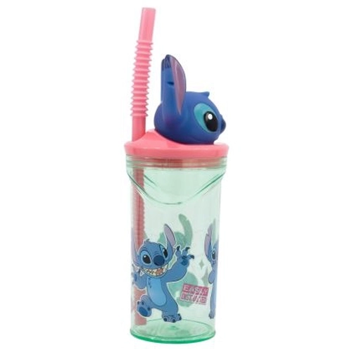 Детска чаша със сламка и 3D фигура Stitch Flowers PAT78611