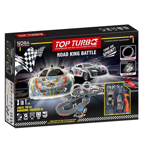 SOBA Top Turbo Състезателна Писта 2 Лупинга Светеща 2 Коли 1:43 740см. PAT81858