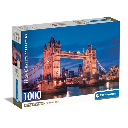 CLEMENTONI 1000ч. Пъзел TOWER BRIDGE AT NIGHT COMPACT PAT81881