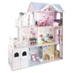Детска голяма дървена къща за кукли с мебели и аксесоари Ния 