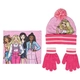 Детски розов комплект шапка, шал, ръкавици Barbie  - 1