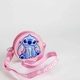 Розова кръгла детска малка чанта с дълга дръжка Stitch   - 5