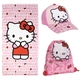 Детски комплект шапка и плажна кърпа в сак Hello Kitty  - 1