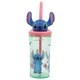 Детска чаша със сламка и 3D фигура Stitch Flowers  - 1